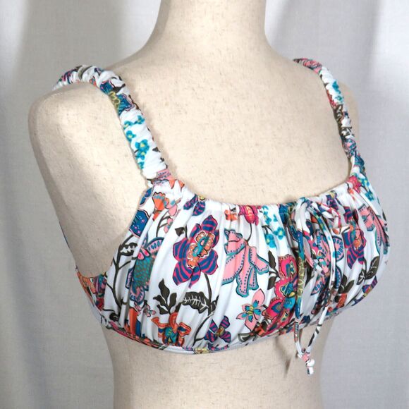 SUNDAZED Ledia Floral Print Shirred Padded Bikini Swim Top Size 36 B-C - Picture 6 of 7
